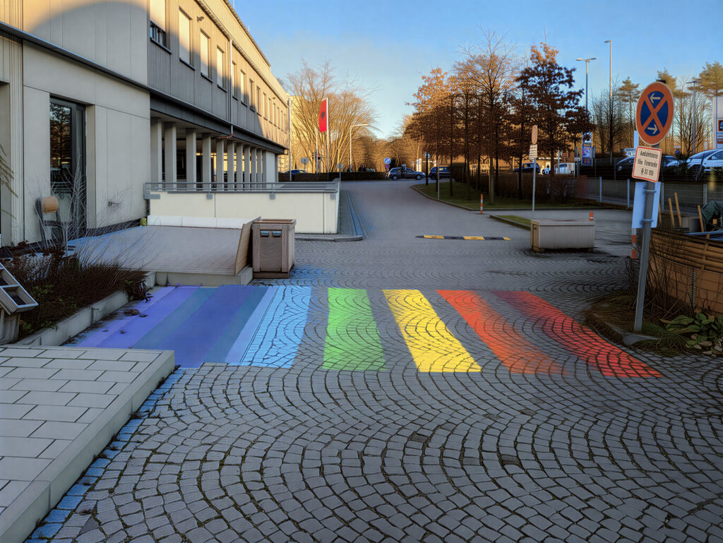 Montessori-Schule, Regenbogen-Zebrastreifen