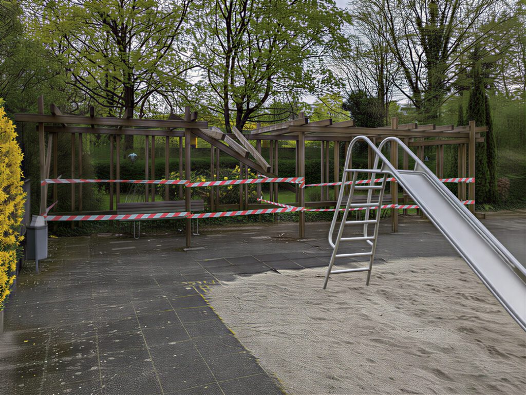 Pergola Karl-Marx-Ring 52–62 zusammengebrochen